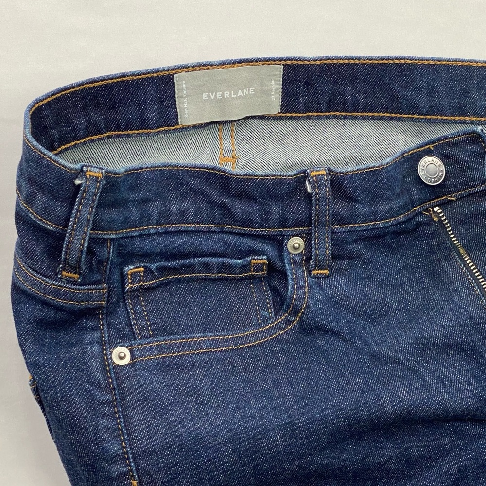 Everlane Blue Jeans Stretchy Dk Denim Mid-Rise Skinny Ankle Pants 27R (28x27) - Picture 4 of 14